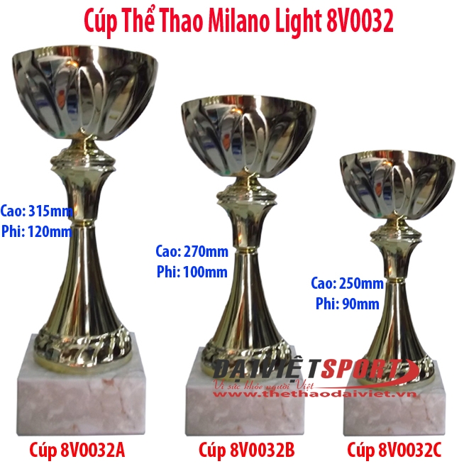 Cúp thể thao Milano 8B0032 màu vàng