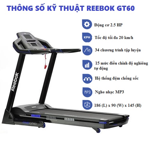 Máy tập chạy bộ điện cao cấp Reebok GT60