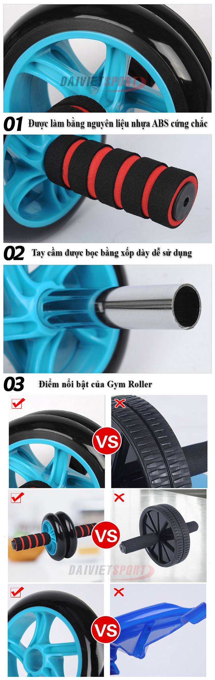 Chi tiết Con lăn tập bụng GYM Roller