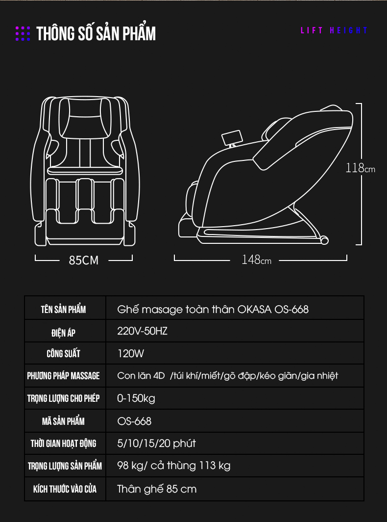 ghế massage okasa os 668