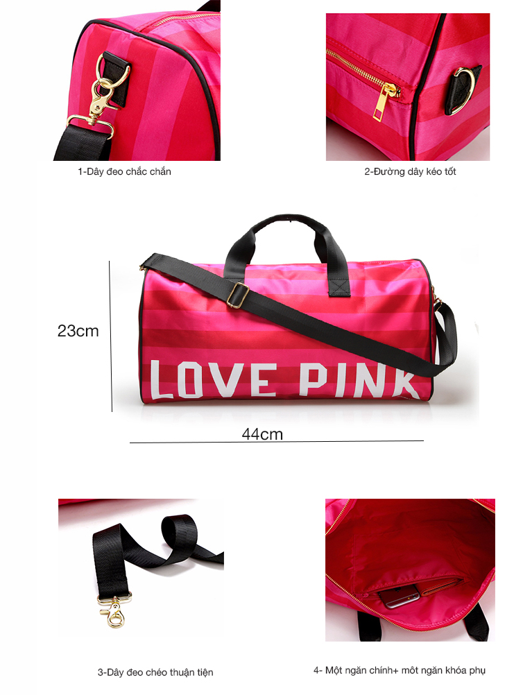 Túi xách thể thao du lịch Love Pink