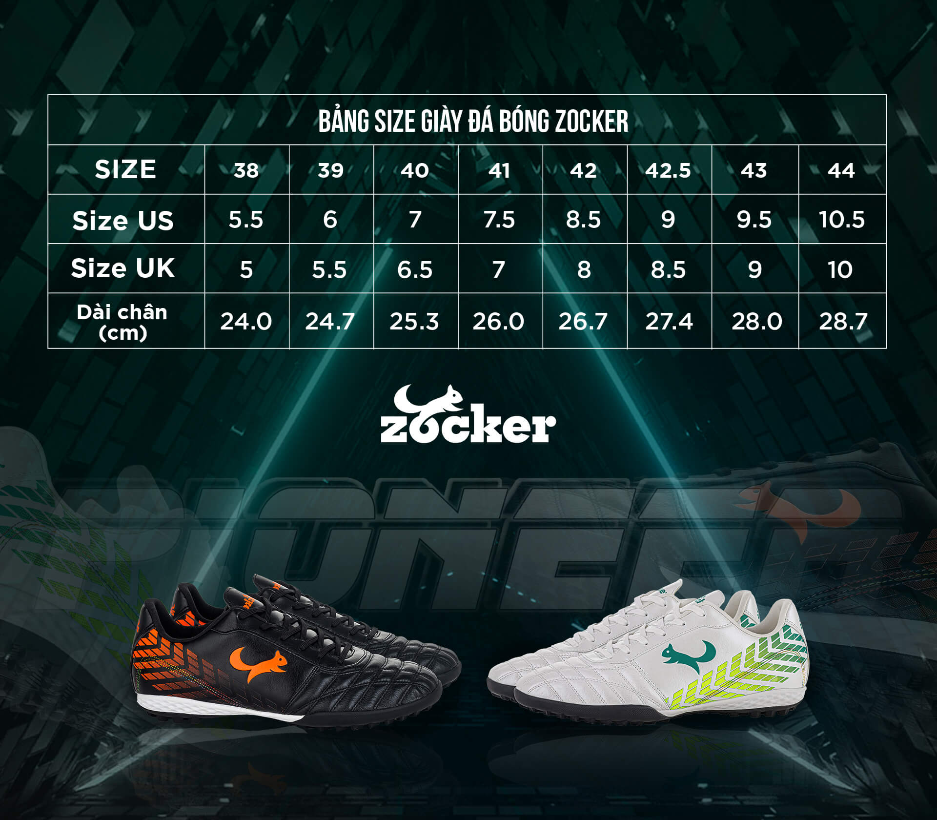 Giày Đá Bóng Zocker Pioneer Đen