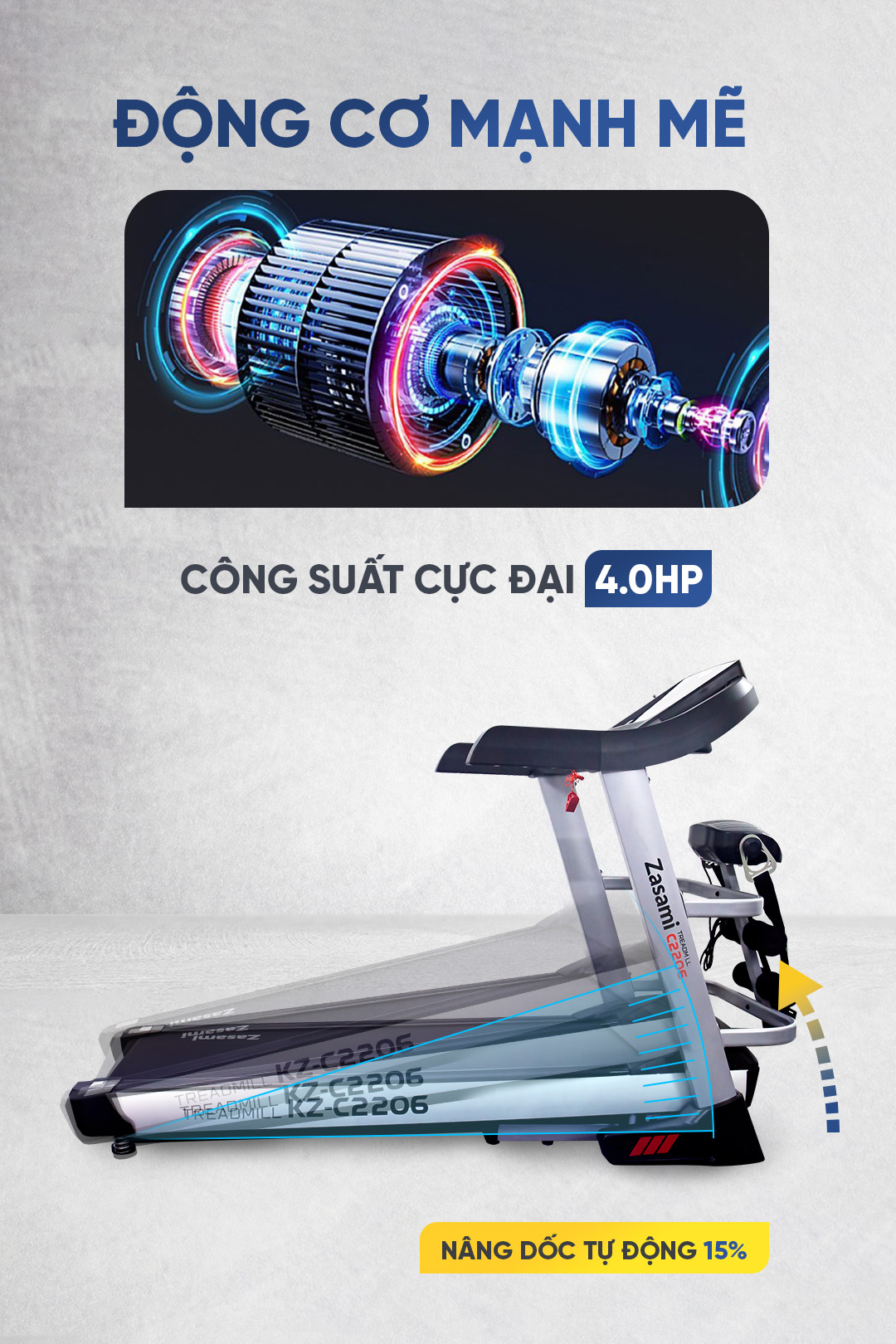 Máy Chạy Bộ Đa Năng Zasami KZ-C2206